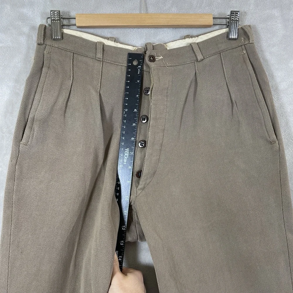 Antique 30s 40s Cotton Whipcord Pants Mens 29x29 Button Fly True Vtg Pleated